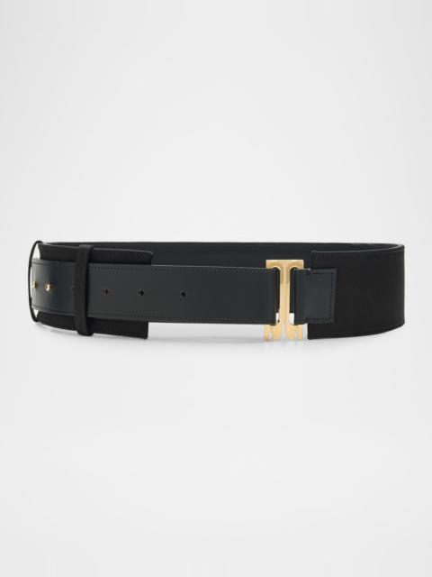 Victoria Beckham Dorian Wide Leather Tuxedo Belt
