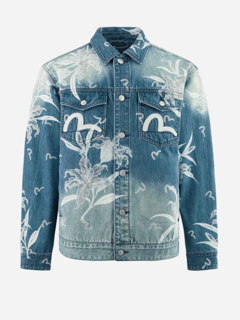 EVISU Floral and Seagull Embroidery Relax Fit Denim Jacket