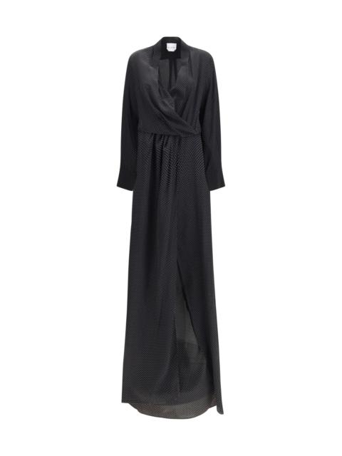SA SU PHI Sa Su Phi Criss Cross Polka-dot Silk Crepe De Chine Long Dress