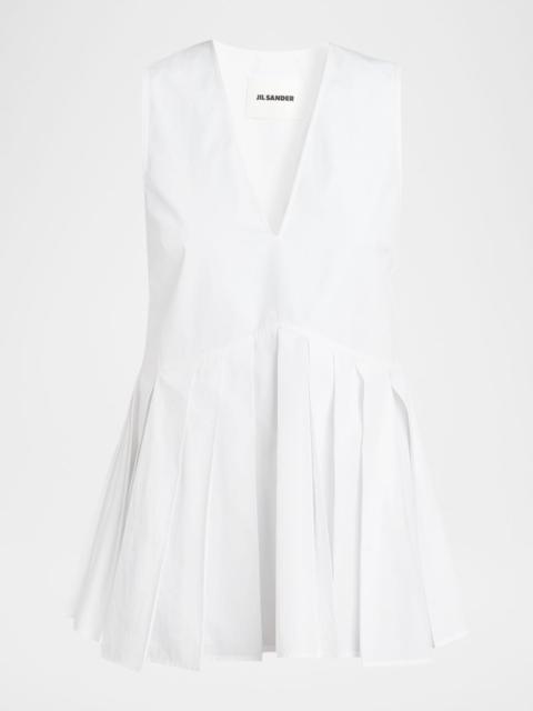 Jil Sander V-Neck Pleated Peplum Top