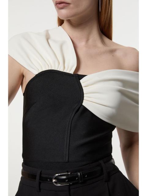 KAREN MILLEN Figure Form Bandage Knit Asymmetric Strap Top