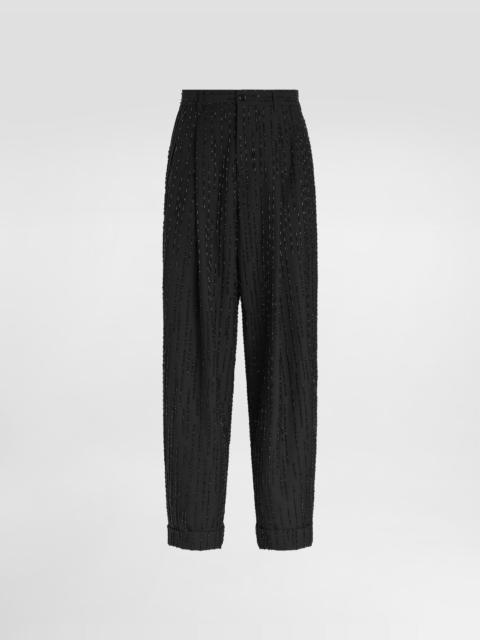 Dolce & Gabbana Virgin wool trousers with embroidery