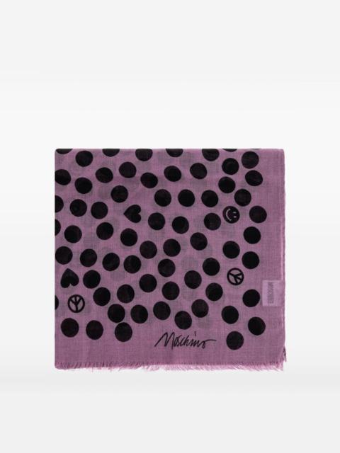 polka-dot frayed-edge scarf