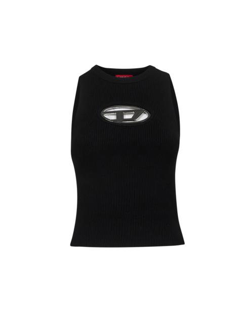Diesel Women Black Ribbed Knit M-Onerva-Top Top