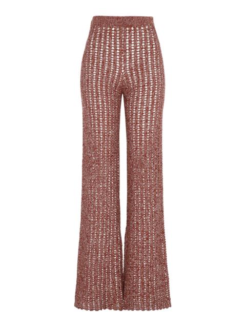 ESCVDO Aija Cotton Crochet Flare Pants brown