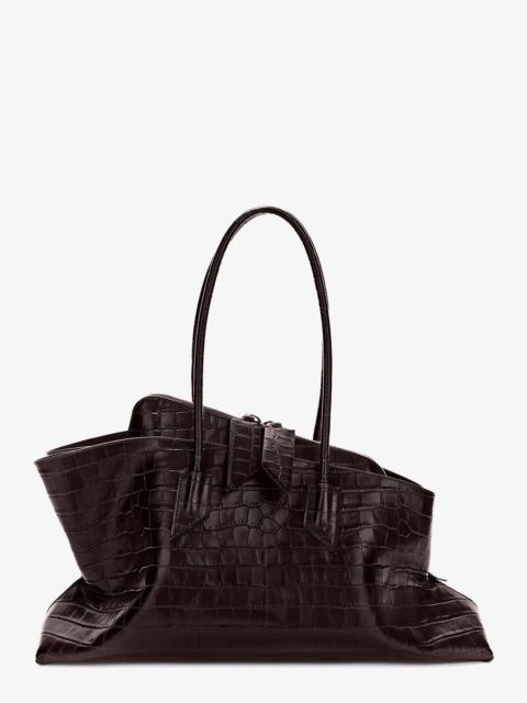 THE ATTICO The Attico La Passeggiata Medium Croc-Effect Leather Bag Brown