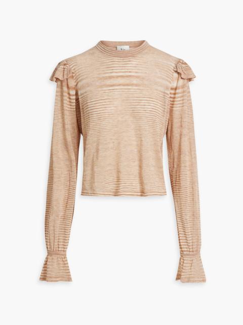 Aje. Lily ruffled space-dyed linen-blend top