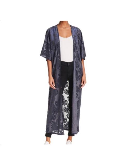 Other Designers Vintage Havana Velvet Burnout Flower Duster Maxi Kimono Cardigan