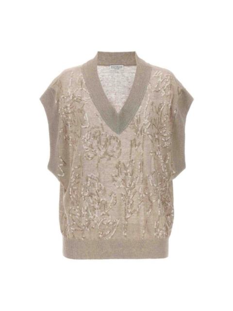 Brunello Cucinelli Brunello Cucinelli Wobeige Linen Blend Sweater