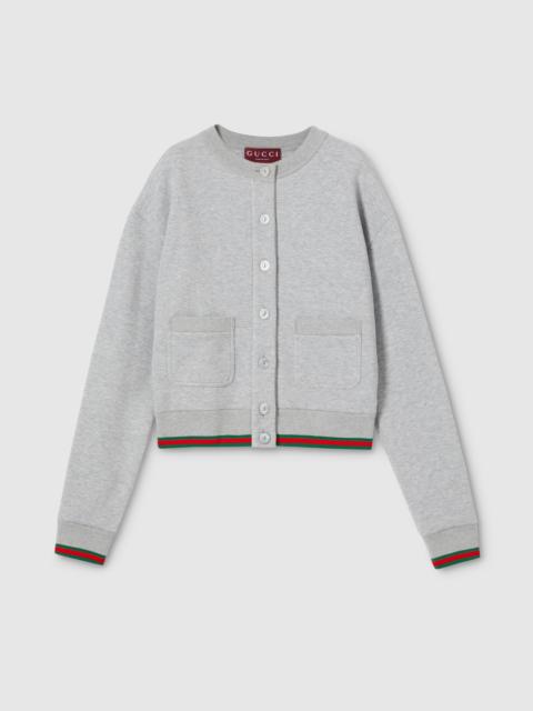 GUCCI Cotton jersey cardigan with Web