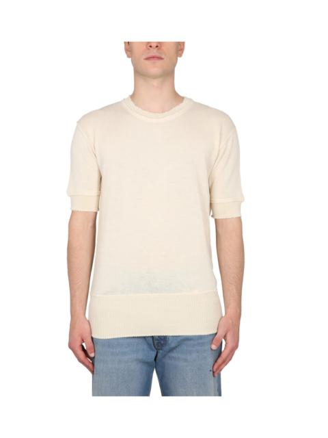 Maison Margiela Sweater In Creamy White Wool Blend