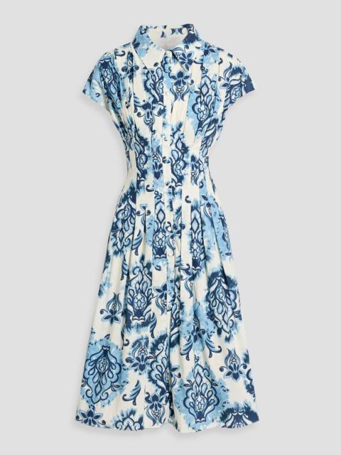 Other Designers Pleated printed cotton-poplin midi shirt dress