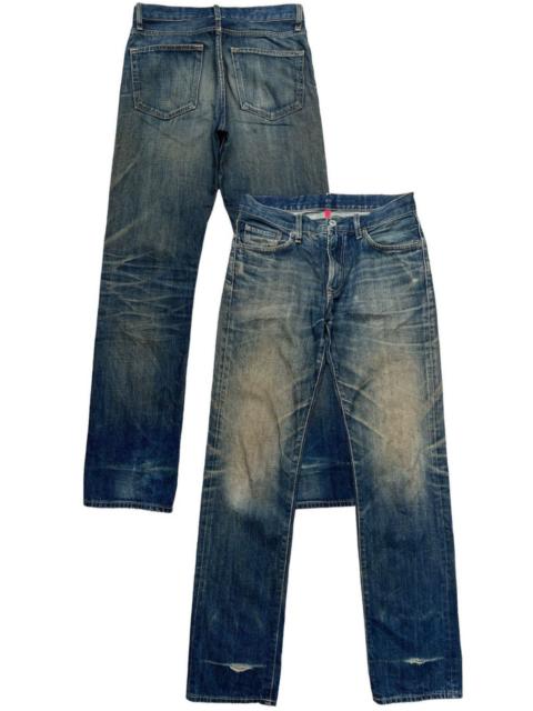 UJ Uniqlo Mudwash Straight Cut Distressed Denim Jeans 32x33