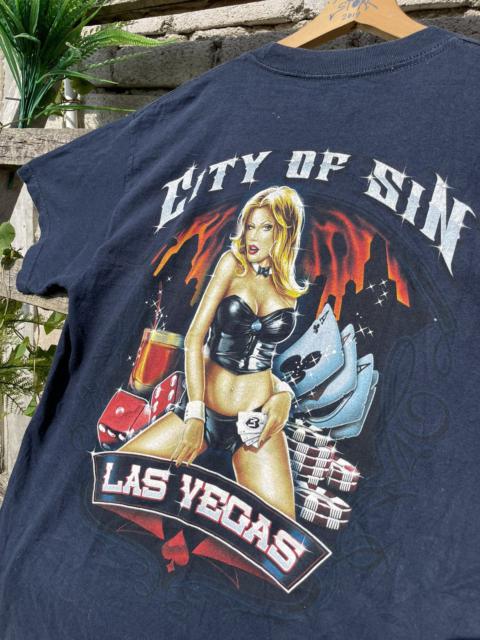 Other Designers Vintage - City Of Sin Las Vegas Naked Girl Big Logo Tee