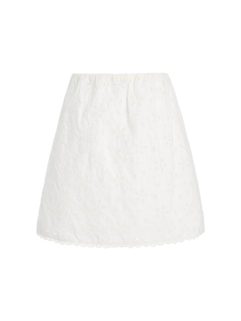 POSSE Salma Eyelet Cotton Mini Skirt white