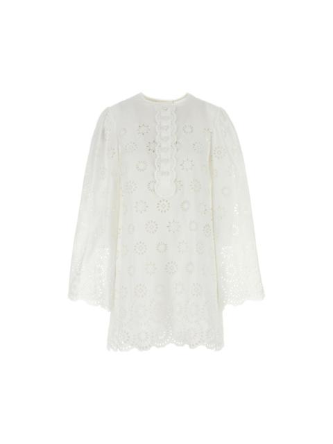 Chloé CHLOE White Broderie Anglaise Mini Dress New & Authentic (Wo