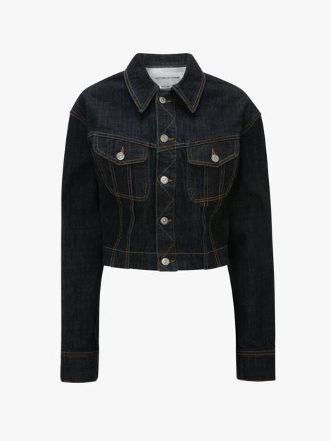 Victoria Beckham Cropped Denim Jacket In Indigo Rinse