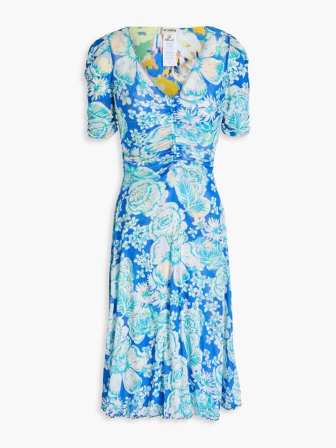 DIANE VON FURSTENBERG Koren reversible ruched floral-print mesh dress