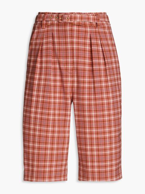 Zimmermann Belted checked jacquard shorts