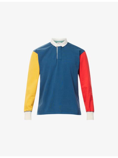 Drake's Colour-Block Classic-Collared Cotton Rugby Shirt