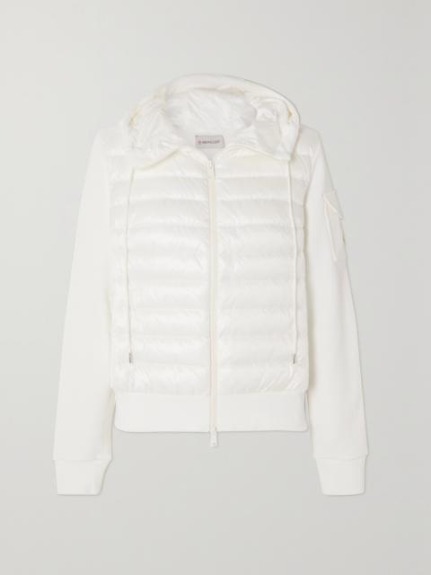 Moncler Paneled Cotton-blend Terry And Quilted Shell Down Hoodie