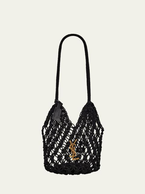 SAINT LAURENT Small YSL Crochet Shopper Tote Bag