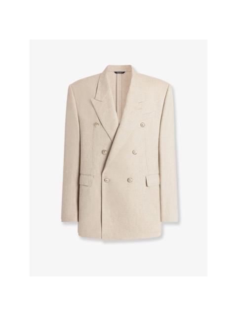 Dolce & Gabbana DOLCE & GABBANA Beige Hemp Silk Linen Blazer New & Authentic
