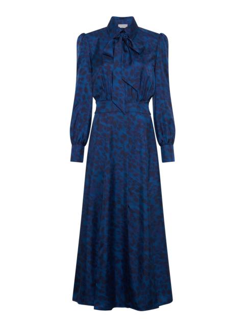 GABRIELA HEARST Phelan Maxi Shirtdress in Electric Navy Printed Silk