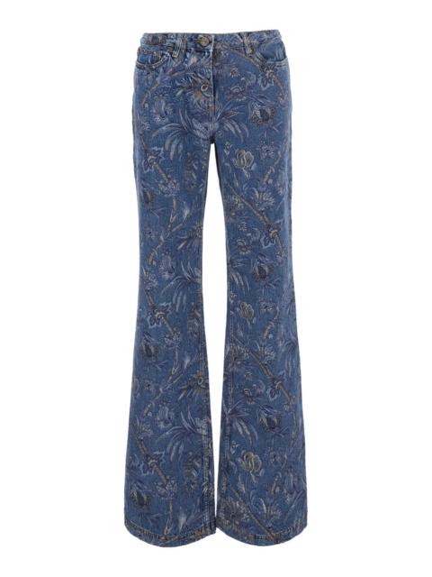 Etro Etro Women Multicolor Flared Jeans With All-Over Print In Denim For Women