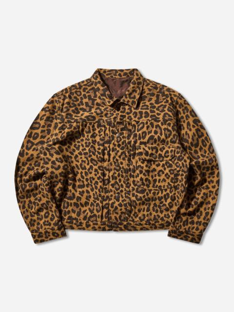 Kapital Men's Twill Aging-Wool Leopard 1st Jacket Brown