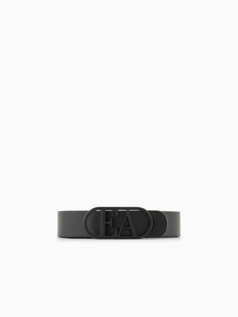 EMPORIO ARMANI Leather belt with EA buckle