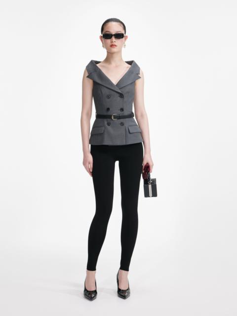 self-portrait Grey Wool Tailored Top