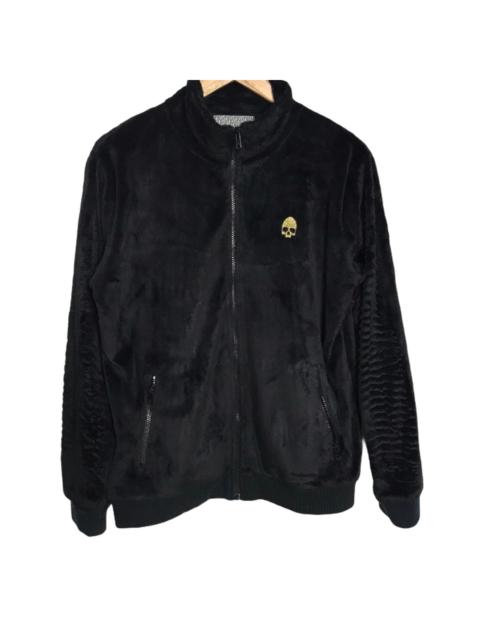 Skull embroid logo velvet zip up