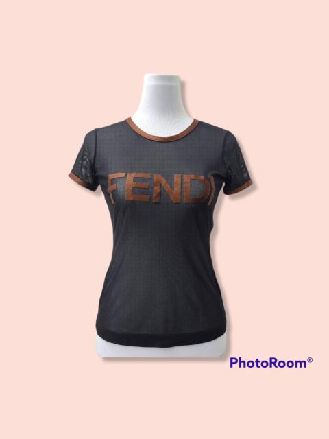 FENDI Fendi Big Brown Logo Mesh T-shirt