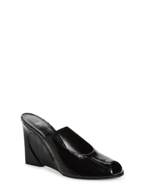 FENDI Fendi Show Genuine Eel Wedge Mule in Nero at Nordstrom