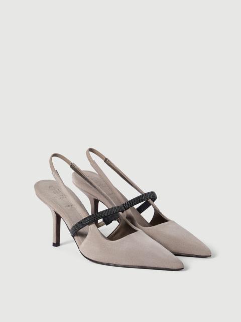 Brunello Cucinelli Suede heels with precious strap