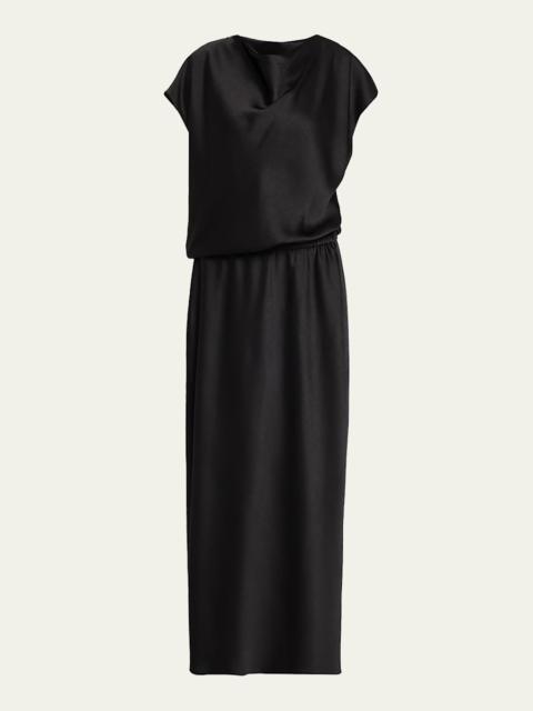 Vince Draped Cowl-Neck Satin Dress