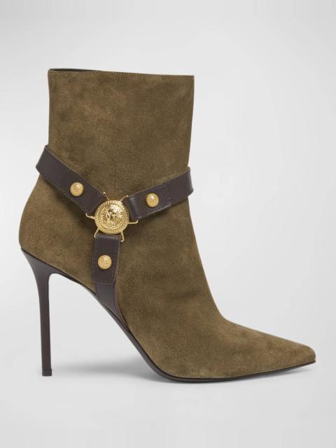 Eva Suede Harness Stiletto Booties