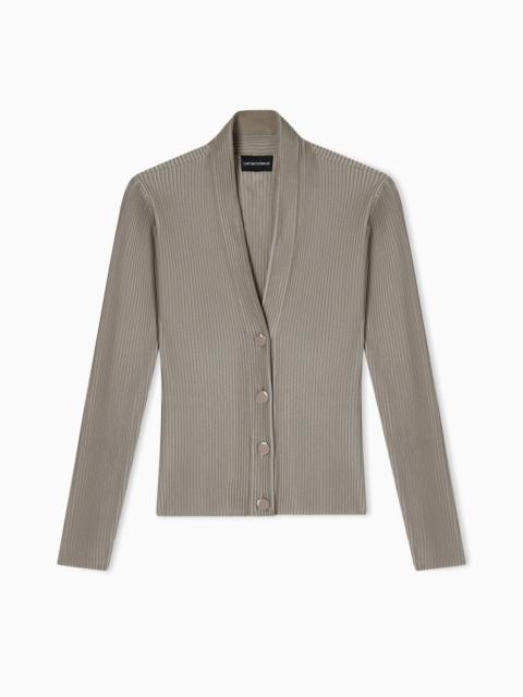 EMPORIO ARMANI STRIPED STOCKINETTE KNIT CARDIGAN