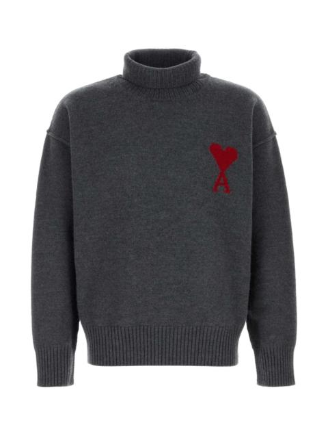 AMI Paris Ami Men Dark Grey Wool Sweater