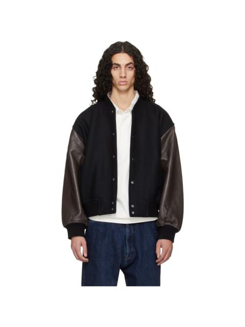 Studio Nicholson Black & Brown Alph Leather Bomber Jacket