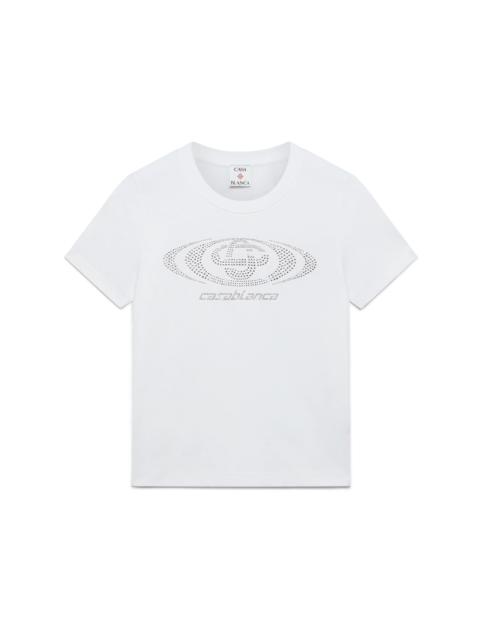 CASABLANCA Crystal Warped Logo Fitted Short Sleeve T-Shirt