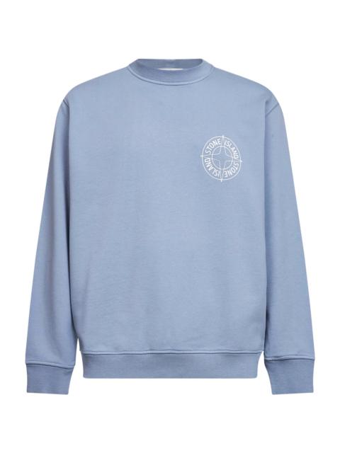 Stone Island Stone Island Men Avio Blue Cotton "Outline Compass" Printed Sweatshirt