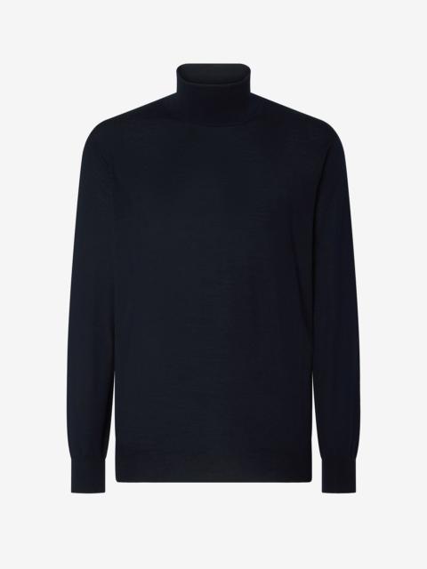 CORNELIANI Blue ultra fine 120's merino wool turtleneck