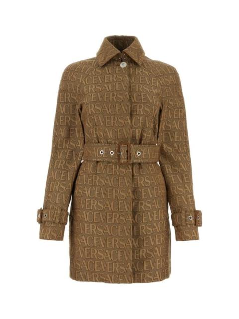 VERSACE WOMAN Embroidered Polyester Blend Trench Coatâ