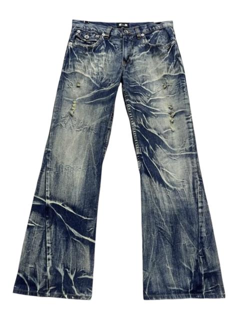 Other Designers If Six Was Nine - NYLAUS Punk Xantho Mud Wash Lightning Whiskered Flare Denim