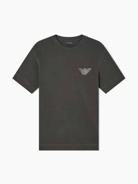 EMPORIO ARMANI PIQUÉ JERSEY T-SHIRT WITH EAGLE PATCH