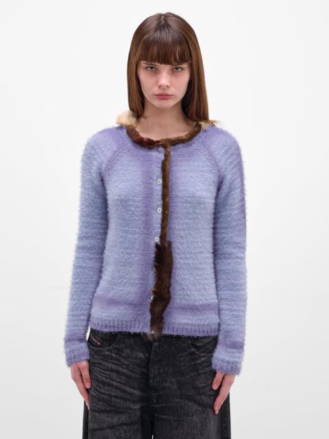 prototypes Wool Knit Fur Trim Cardigan