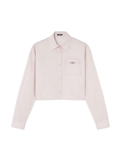 VERSACE Pinstripe Chain cropped shirt