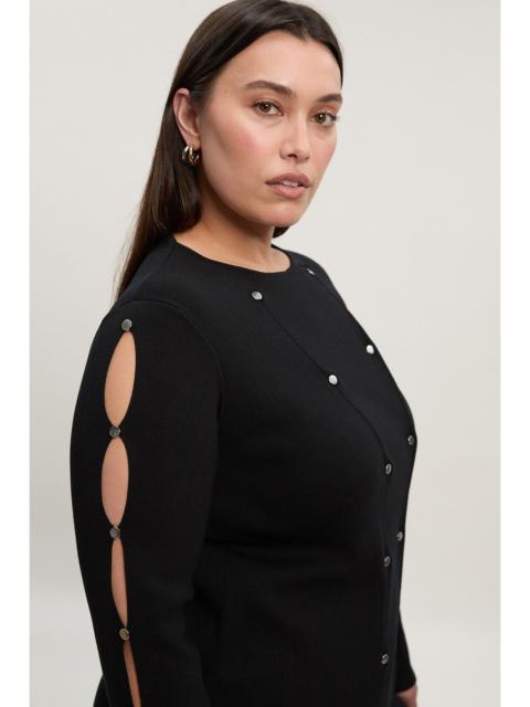 KAREN MILLEN Plus Size Viscose Blend Stud Detail Long Sleeve Knit Top